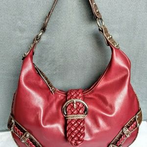 PRITZI  Red Plum Leather Handbag